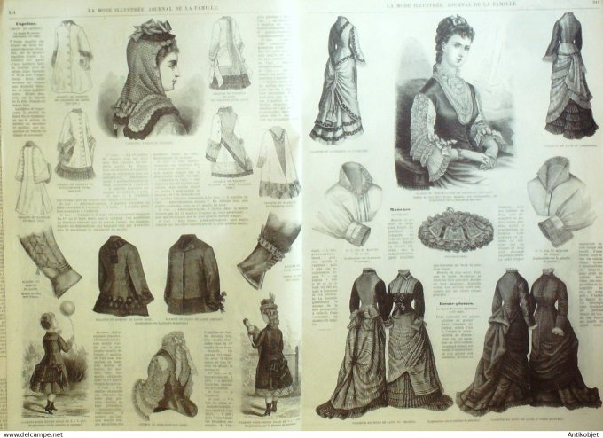 La Mode illustrée journal + gravure associée 1876 # 40