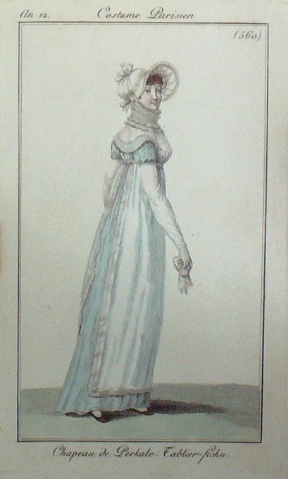 Gravure Mode Costume Parisien 1804 an 12 # 560 (eau forte old Fashion plate