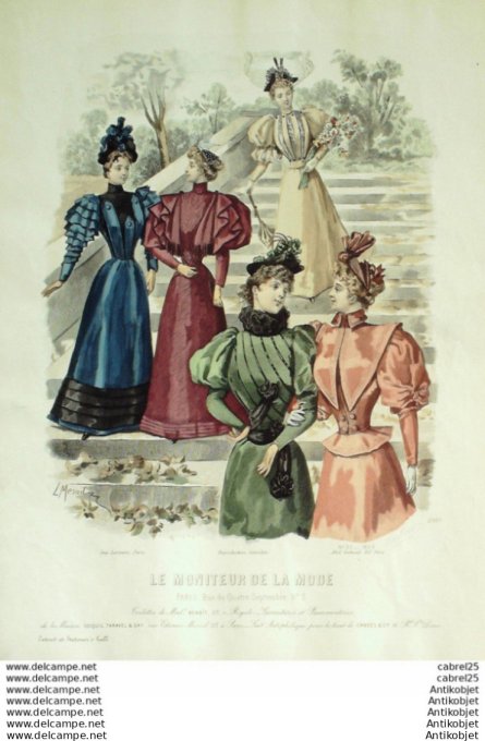 Gravure Mode Le Moniteur 1893 # 33 (Old Fashion plate)