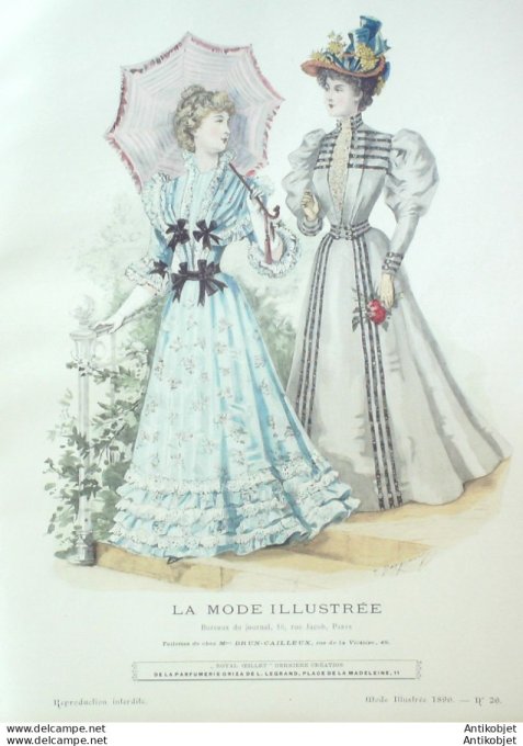 Gravure Mode illustree 1896 # 26 (Old Fashion plate) rare