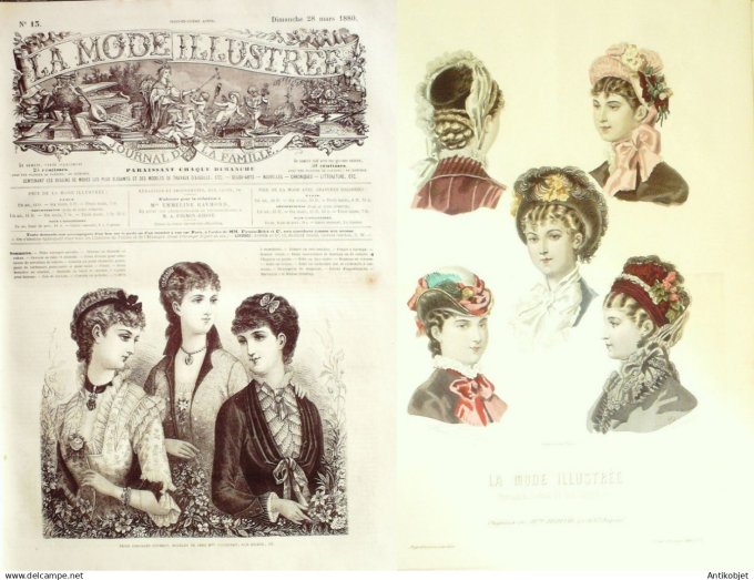La Mode illustrée journal + gravure associée 1880 #  13