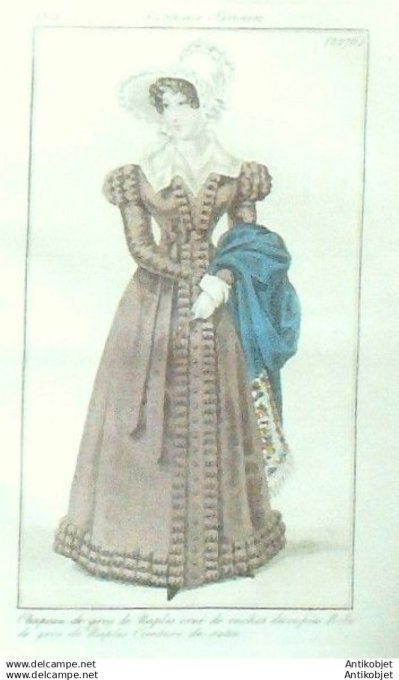 Gravure Mode Costume Parisien 1824 # 2276b (eau forte old Fashion plate