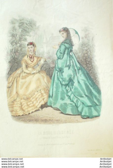 Gravure Mode illustree 1868 # 28 (Old Fashion plate)