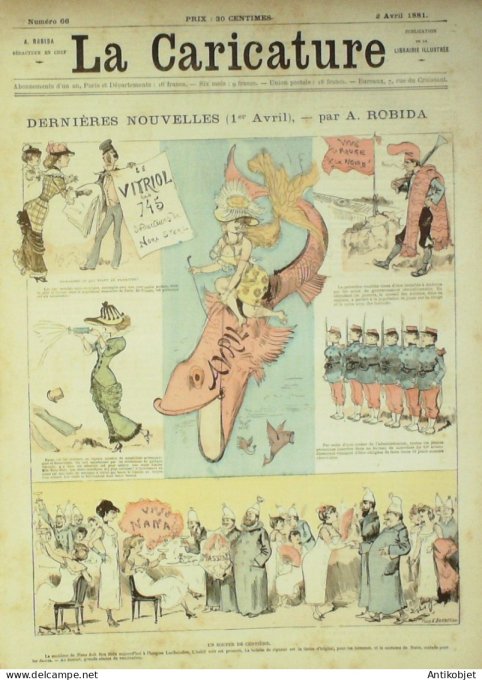 La Caricature 1881 #  66 Dernières nouvelles le Vitriol Robida Barret Morland Loyds