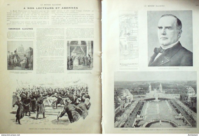 Le Monde illustré 1901 n°2320 Etats-Unis Buffalo Mac-Kinley Bétheny (51) Dunkerque (59) Suède Helsin