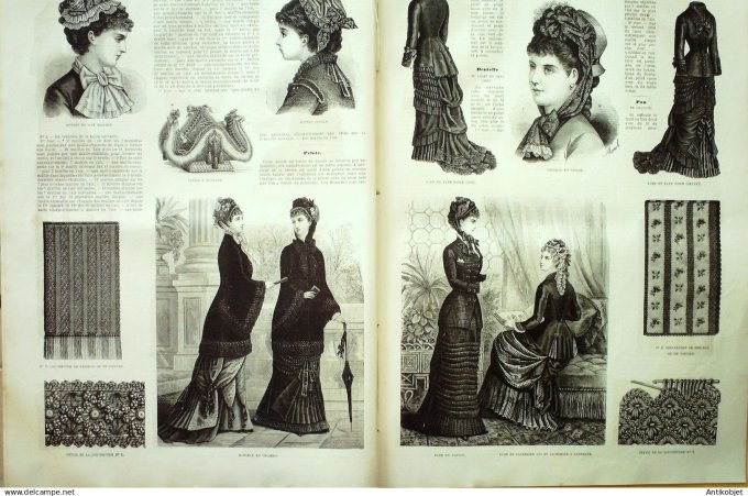La Mode illustrée journal + gravure associée 1880 #  13