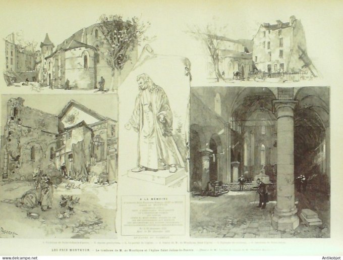 Le Monde illustré 1884 n°1444 Gambetta  église de Saint Nicolas des Champs