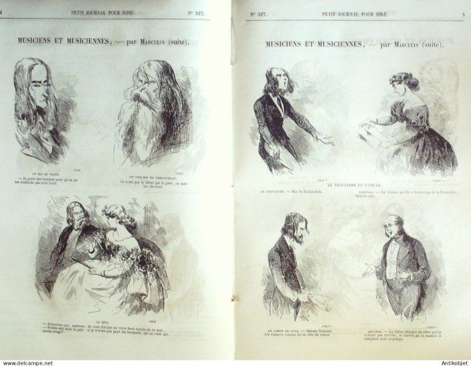 Petit journal pour Rire 1860 # 327 Musiciens & Musiciennes Marcelin