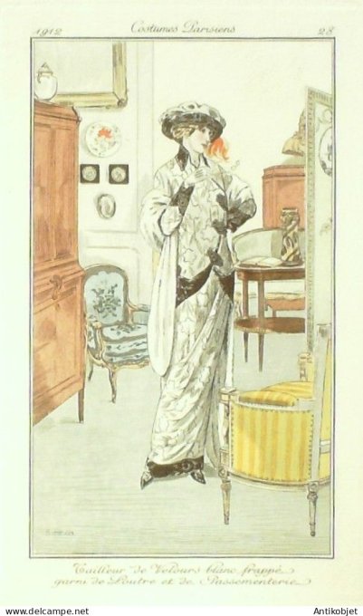 Gravure Mode Costume Parisien 1912 #   28 Simeon (eau forte)