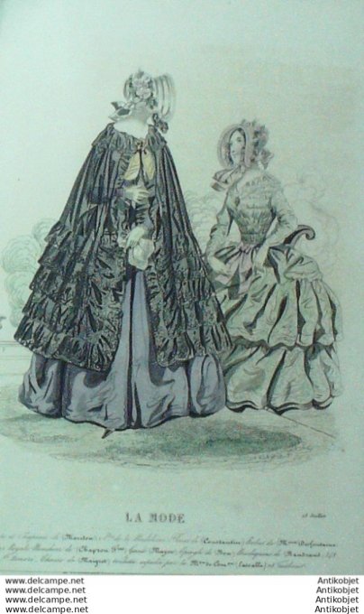Gravure La mode 1842 # 18 (aquarelle old Fashion plate)