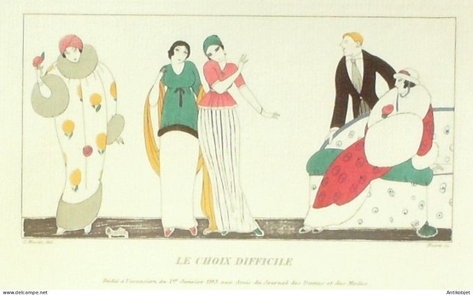 Gravure Mode Costume Parisien 1913 #   46b Barbier George (eau forte)