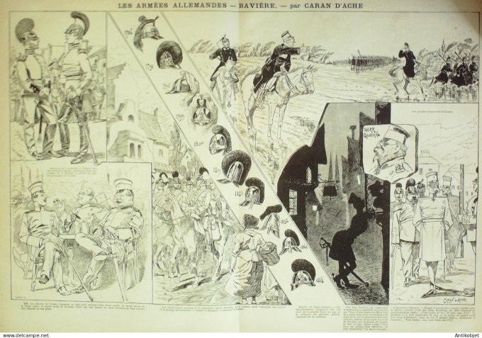 La Caricature 1882 #151 Armées Allemandes Bavière Caran d'Ache Loys Trock
