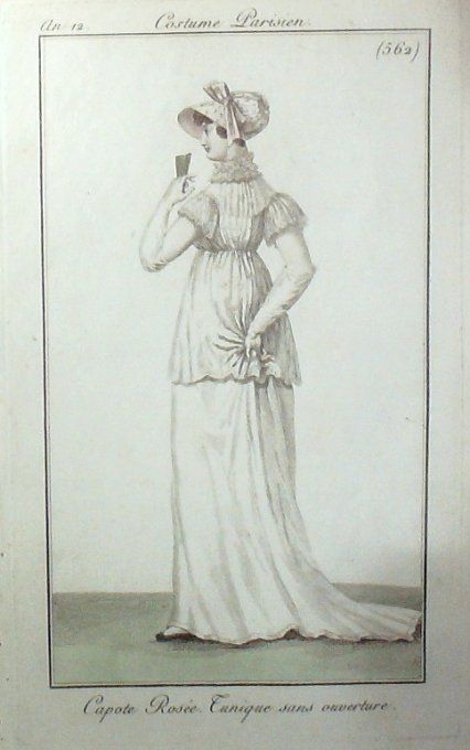 Gravure Mode Costume Parisien 1804 an 12 # 562 (eau forte old Fashion plate
