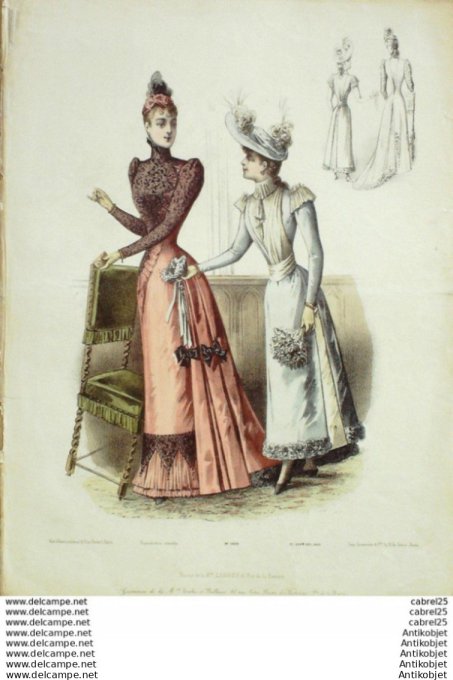 Gravure Mode Le Coquet 1890 # 37 (Old Fashion plate)