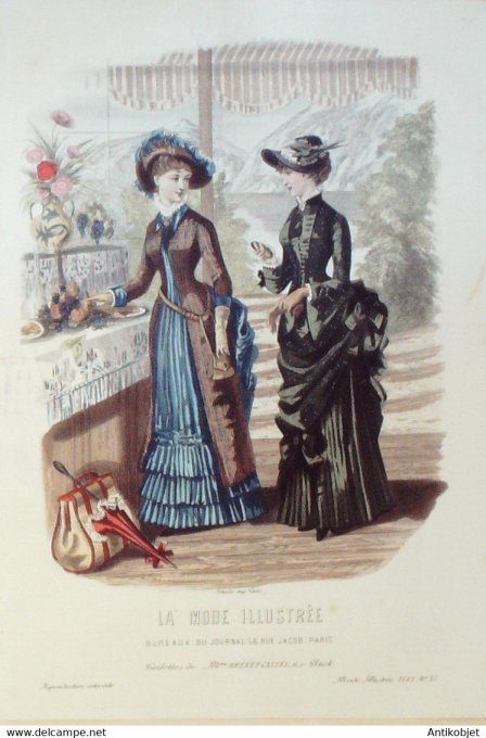 Gravure de mode La Mode illustrée 1882 n°37 (Maison Bréant-Castel)