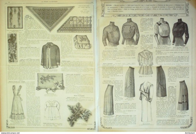 La Mode illustrée journal 1911 n° 07 Toilettes Costumes Passementerie