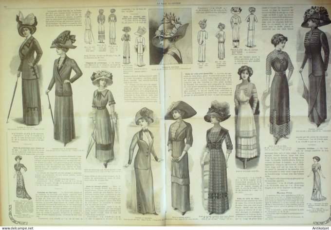 La Mode illustrée journal 1911 n° 07 Toilettes Costumes Passementerie