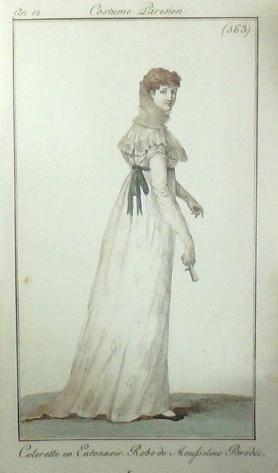 Gravure Mode Costume Parisien 1804 an 12 # 563 (eau forte old Fashion plate