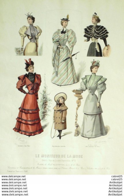 Gravure Mode Le Moniteur 1893 # 35 (Old Fashion plate)