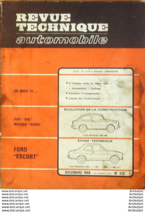 R.T Automobile Fiat 850 Neckar Adria Ford Escort   # 272