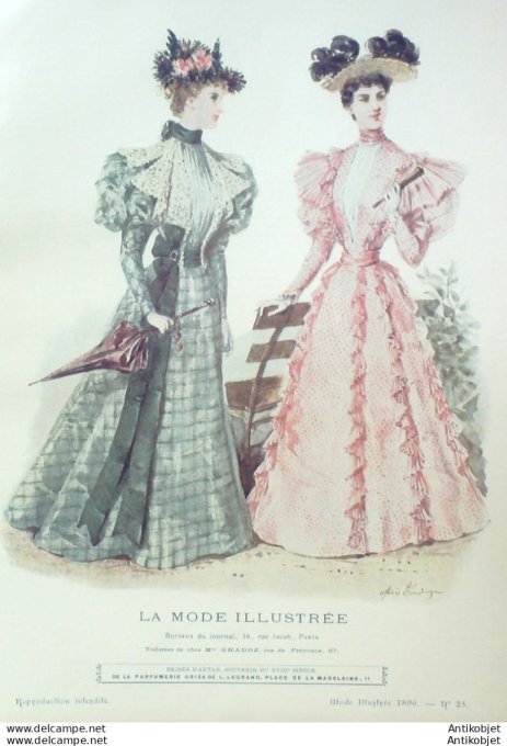 Gravure Mode illustree 1896 # 25 (Old Fashion plate) rare