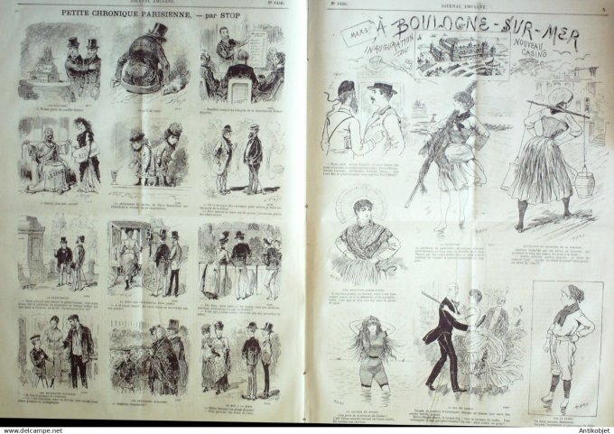 Le Journal Amusant 1884 # 1456 A Boulogne sur mer nouveau casino par Mar