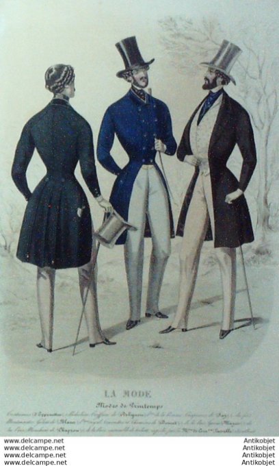 Gravure La mode 1842 # 13 (aquarelle old Fashion plate)