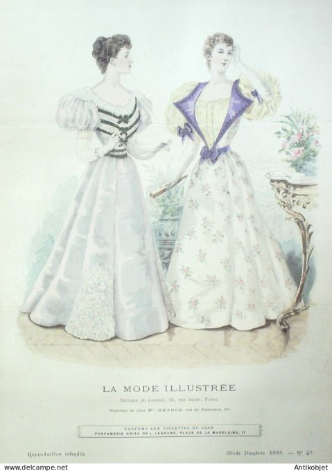 Gravure Mode illustree 1895 # 45 (Old Fashion plate) RARE