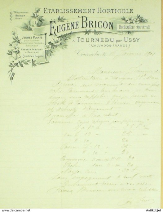 Facture Eugène Bricon (Horticulture Pépinière) 1901 à Tournebu Ussy (14)