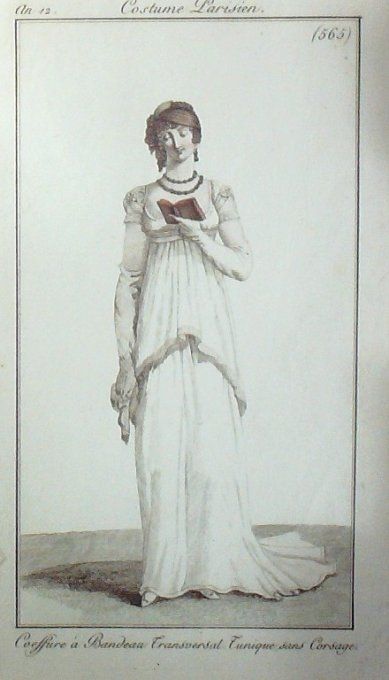Gravure Mode Costume Parisien 1804 an 12 # 565 (eau forte old Fashion plate