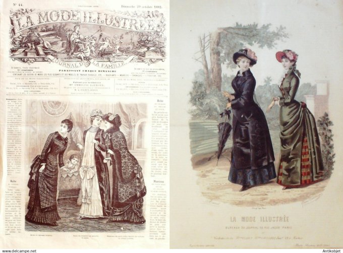 La Mode illustrée journal + gravure associée 1882 # 44