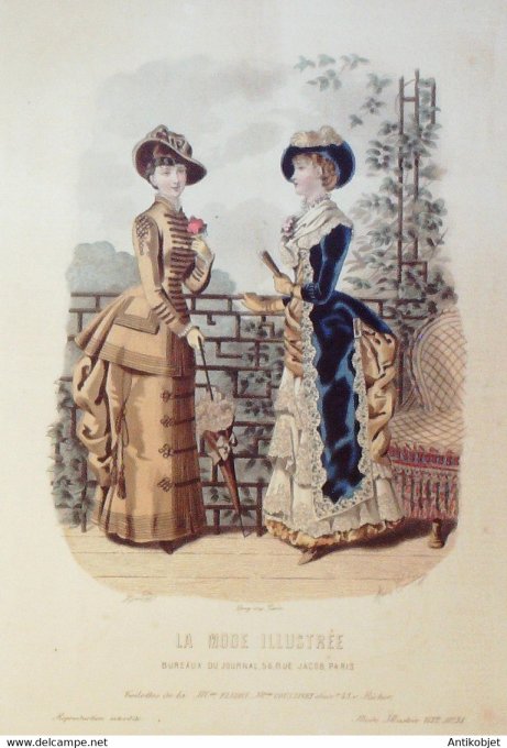 Gravure de mode La Mode illustrée 1882 n°38 (Maison Fladry-Coussinet)