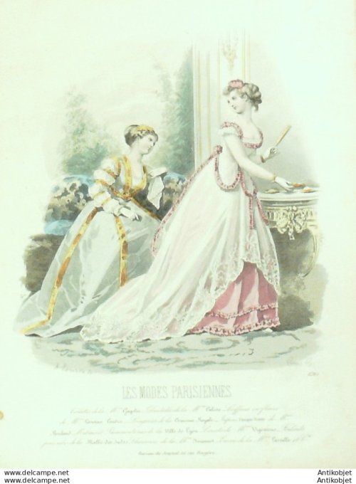 Gravure Les Modes Parisiennes 1865 #1285 Robes de voile Maison Cagelin
