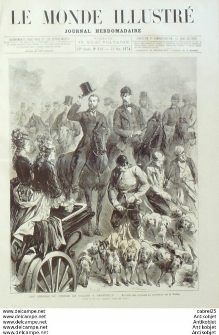 Le Monde illustré 1874 n°916 Chantilly (60) Espagne Behoble Miquelets Slovénie Cormon Fotis