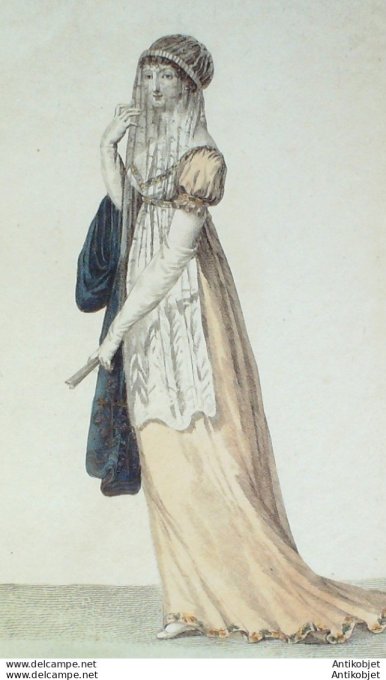 Gravure de mode Costume Parisien 1804 n° 541 (An 12) Robe mousseline