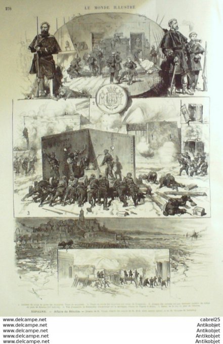 Le Monde illustré 1874 n°916 Chantilly (60) Espagne Behoble Miquelets Slovénie Cormon Fotis