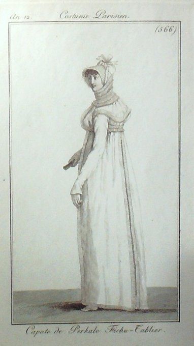 Gravure Mode Costume Parisien 1804 an 12 # 566 (eau forte old Fashion plate
