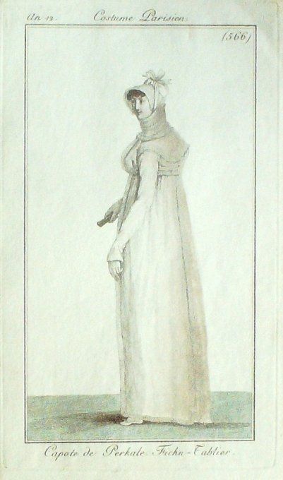 Gravure Mode Costume Parisien 1804 an 12 # 566b (eau forte old Fashion plate