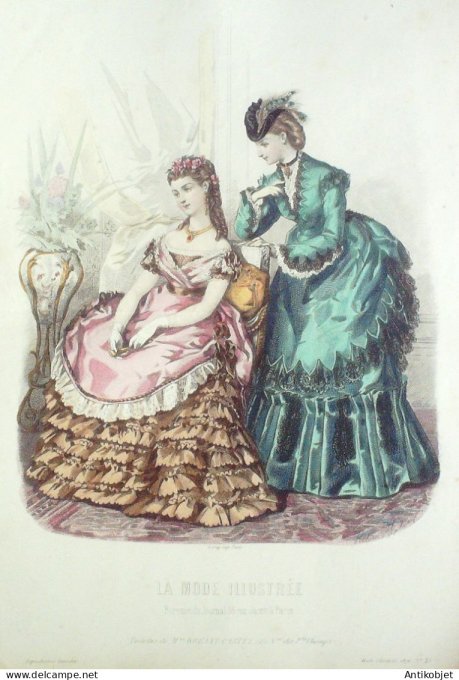 Gravure Mode illustree 1870 # 43 (Old Fashion plate)