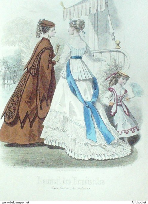 Gravure Mode J.Demoiselles 1867 #  9 (aquarelle Old Fashion plate)