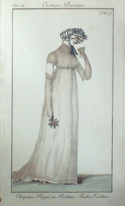 Gravure Mode Costume Parisien 1804 an 12 # 567 (eau forte old Fashion plate