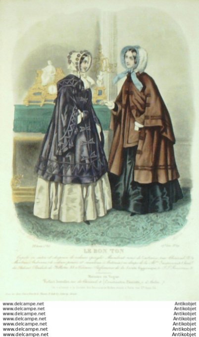 Gravure Mode Le Bon Ton 1849 16 # 29 (aquarelle old fashion plate)