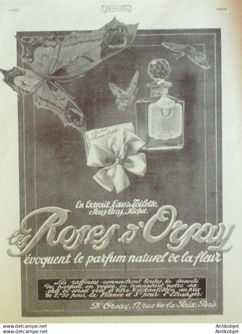 Publicite Cosmetique d'Orsay les roses 1970