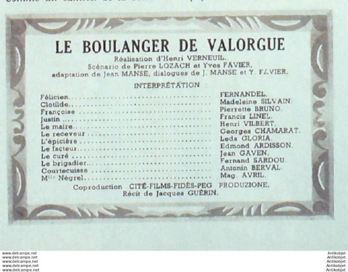 Mon Film 354 53-06- 3 Le boulanger de Valorgue Fernandel Leda Gloria