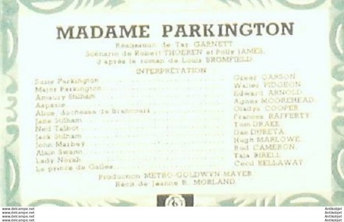 Madame Parkington Greer Garson Walter Pidgeon Tom Drake
