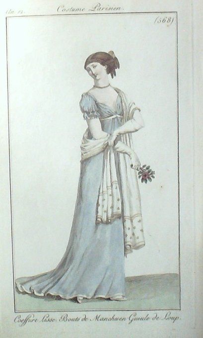 Gravure Mode Costume Parisien 1804 an 12 # 568 (eau forte old Fashion plate