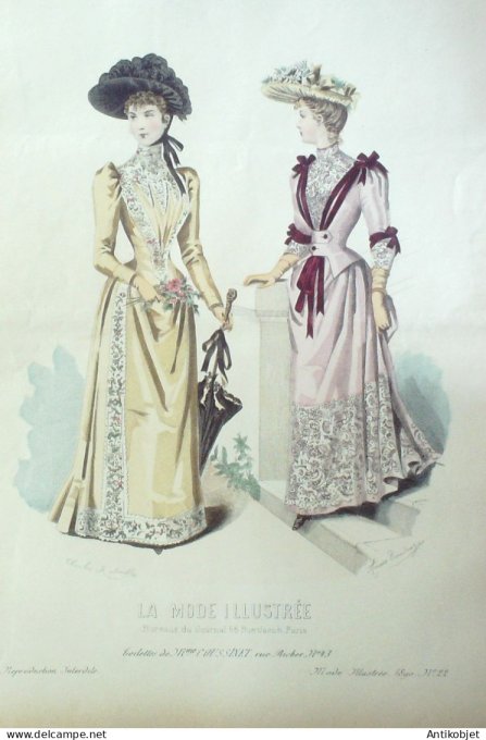 Gravure Mode illustree 1890 # 22 (Old Fashion plate) RARE