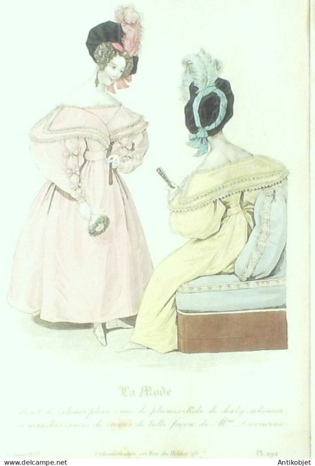 Gravure La mode 1833 # 292 (aquarelle old Fashion plate)