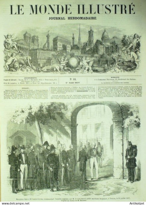 Le Monde illustré 1857 n° 16 Angleterre Sandgate Folkstone Toulon (83) St-Pétersbourg