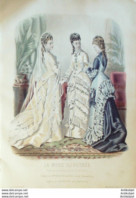 Gravure de mode La Mode illustrée 1876 n°20 (Maison Bréant-Castel)
